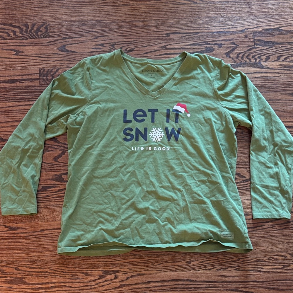 Life is Good “Let It Snow” Women’s Long Sleeve Crusher Tee, Size XL